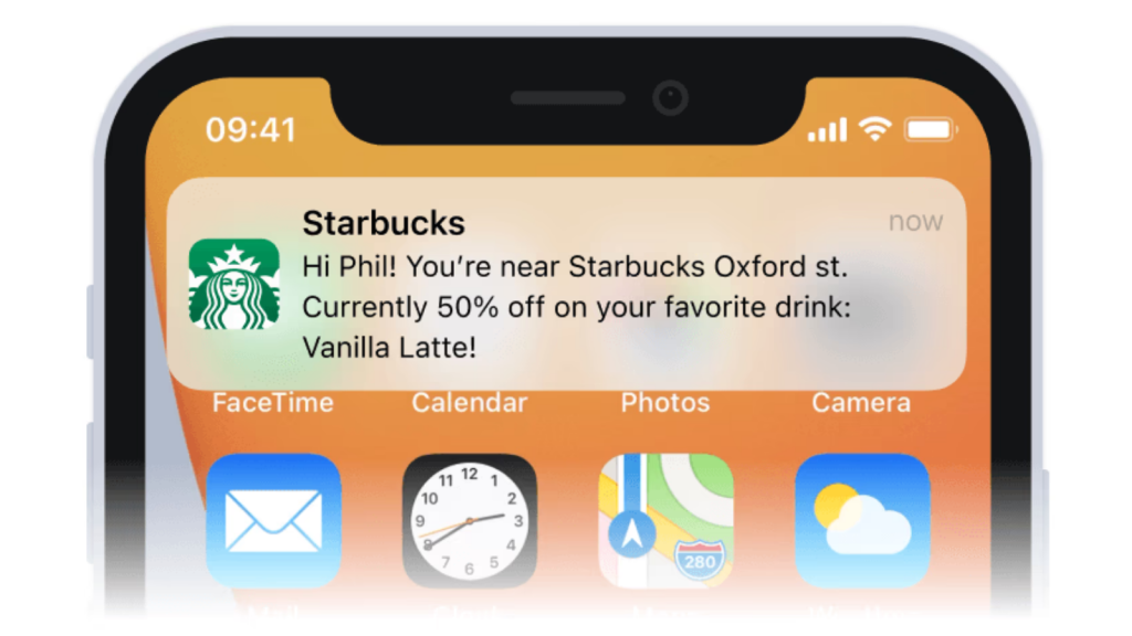 Starbucks personalised notification